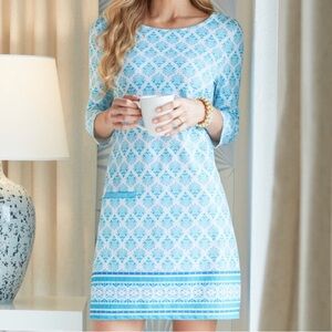 Cabana Life Amalfi Coast Cabana Blue & White Shift Dress, Womens size XL, NWT